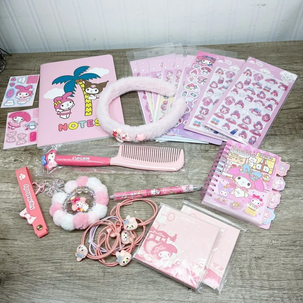 Sanrio My Melody Stationery Accessory Lot Stickers Notebook Headband Pen Bundle